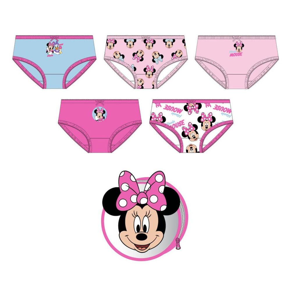 Set de cinco braguitas de algodón con diseños de Minnie Disney
