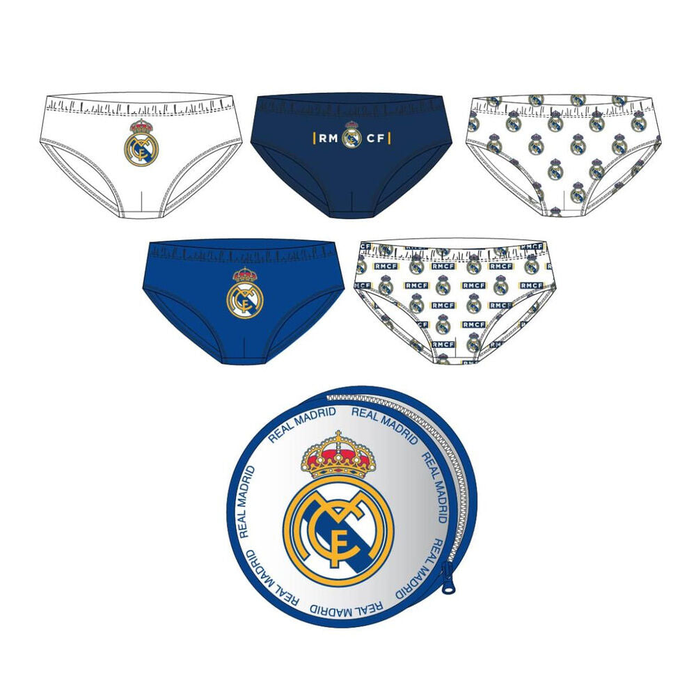 Set de cinco calzoncillos infantiles del Real Madrid