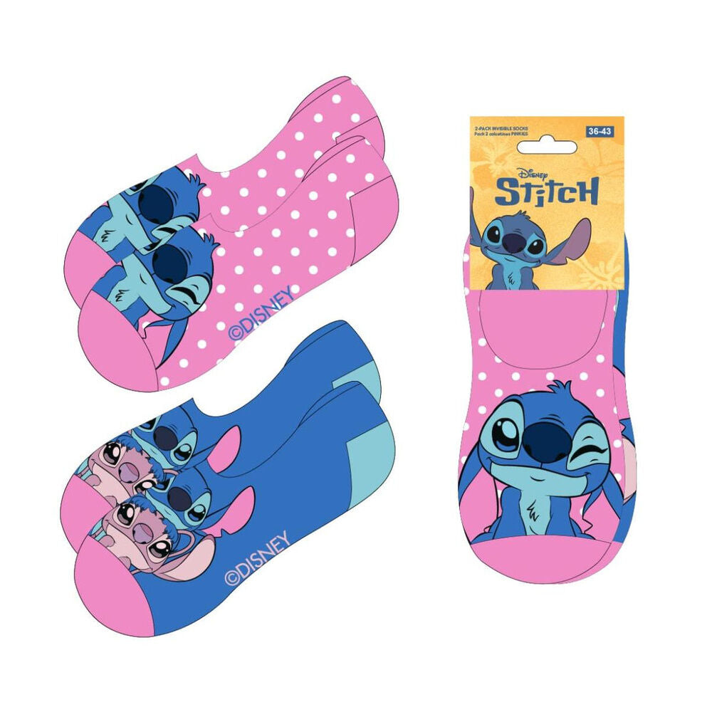 Set de dos pares de calcetines Disney Stitch en rosa y azul