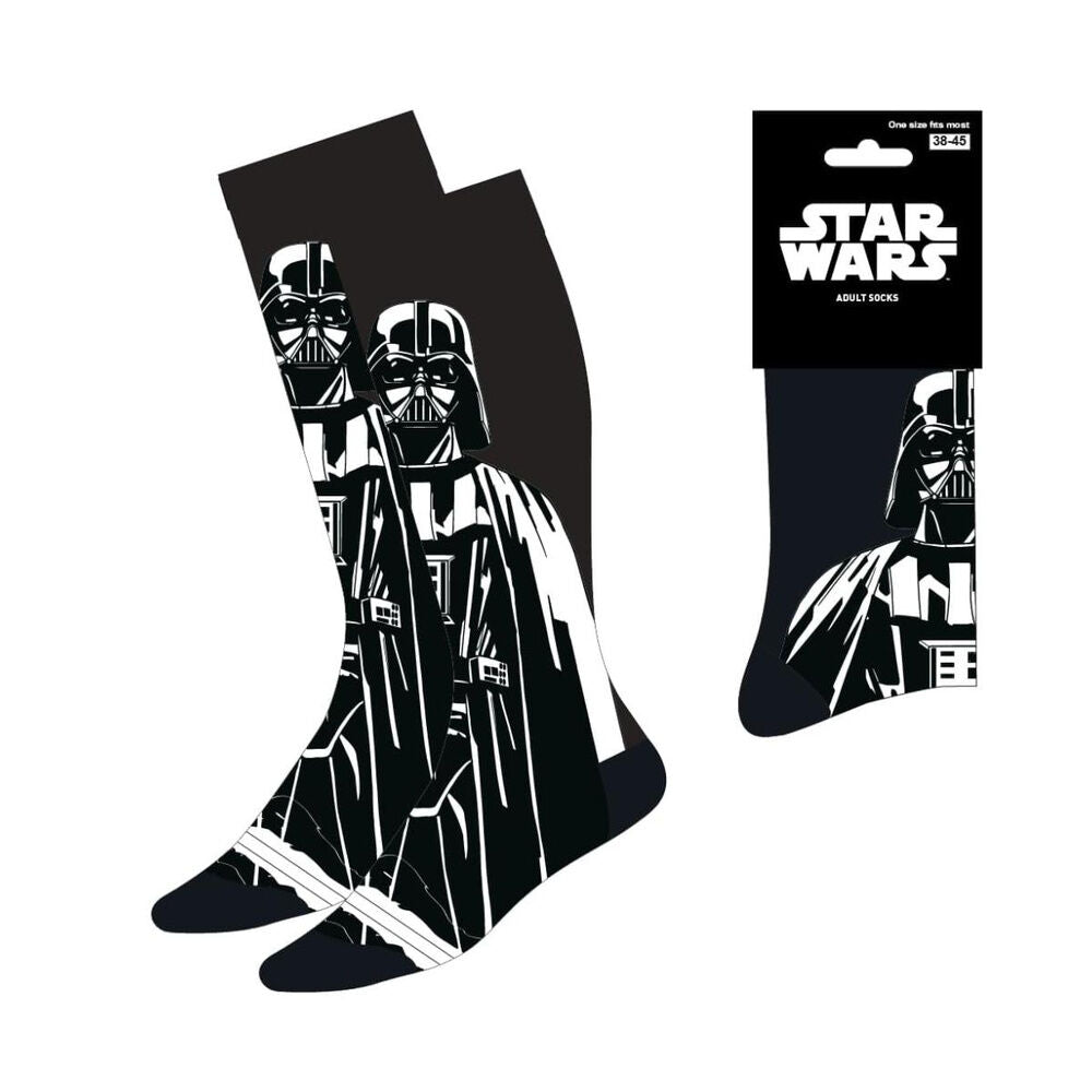 Calcetines Star Wars de adulto con diseño de Darth Vader en blanco y negro