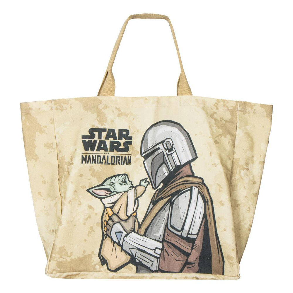 Bolsa tote beige de The Mandalorian con Grogu y Star Wars - 2