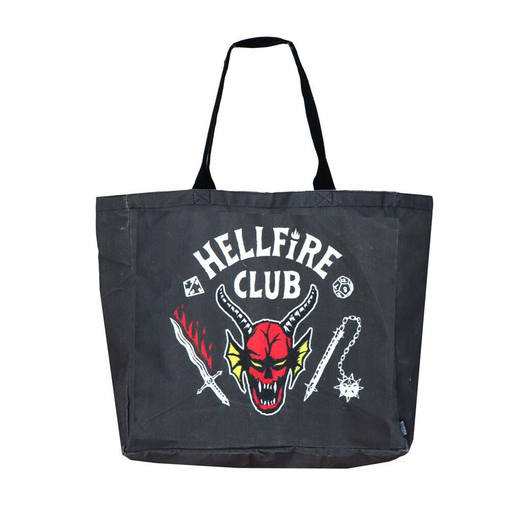 Bolsa tote negra Stranger Things Hellfire Club con ilustración de demonio - 2