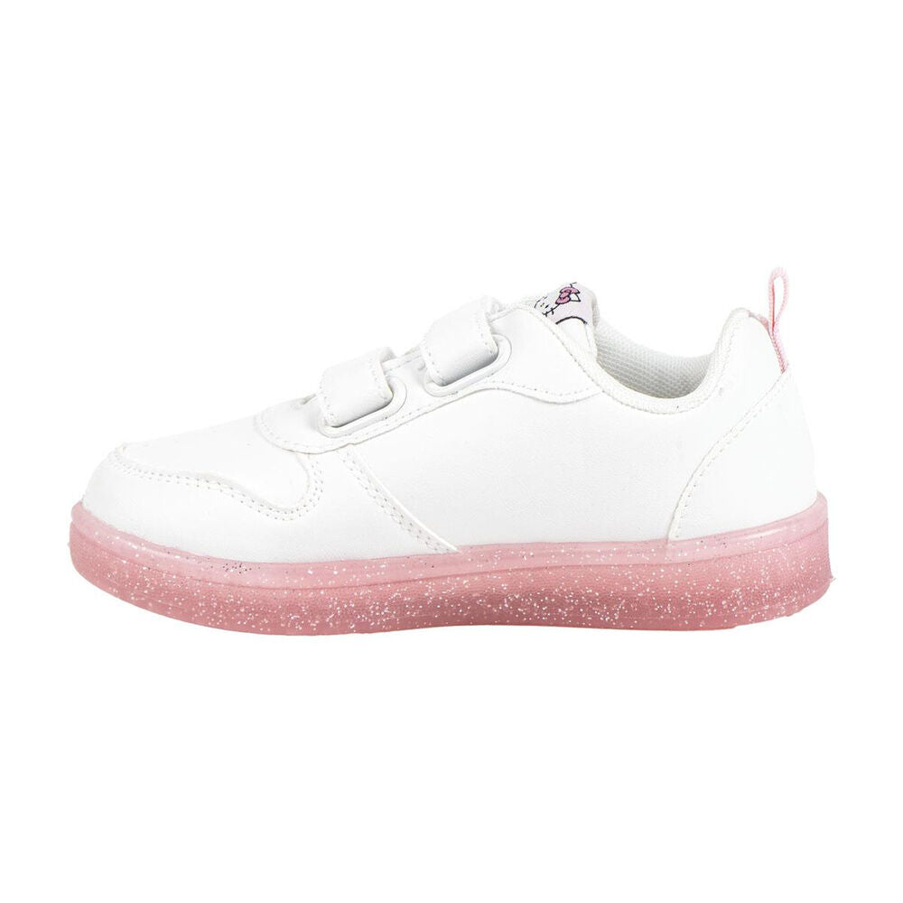 Deportiva blanca Hello Kitty con doble cierre de velcro y suela rosa - 2