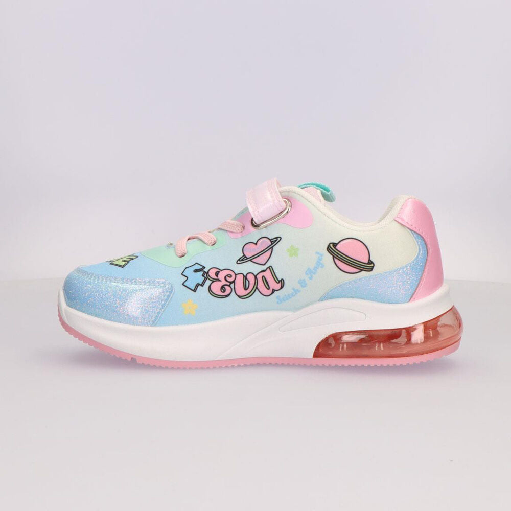 Deportiva infantil Stitch Disney con detalles rosas, cordones y suela translúcida - 2