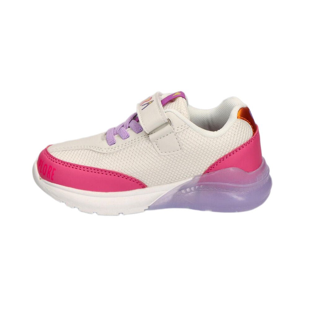 Deportivas infantiles con luces de Dora Exploradora en blanco, fucsia y lila - 2