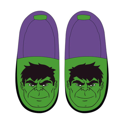 Pantuflas verdes de Hulk Marvel con detalles morados - 2