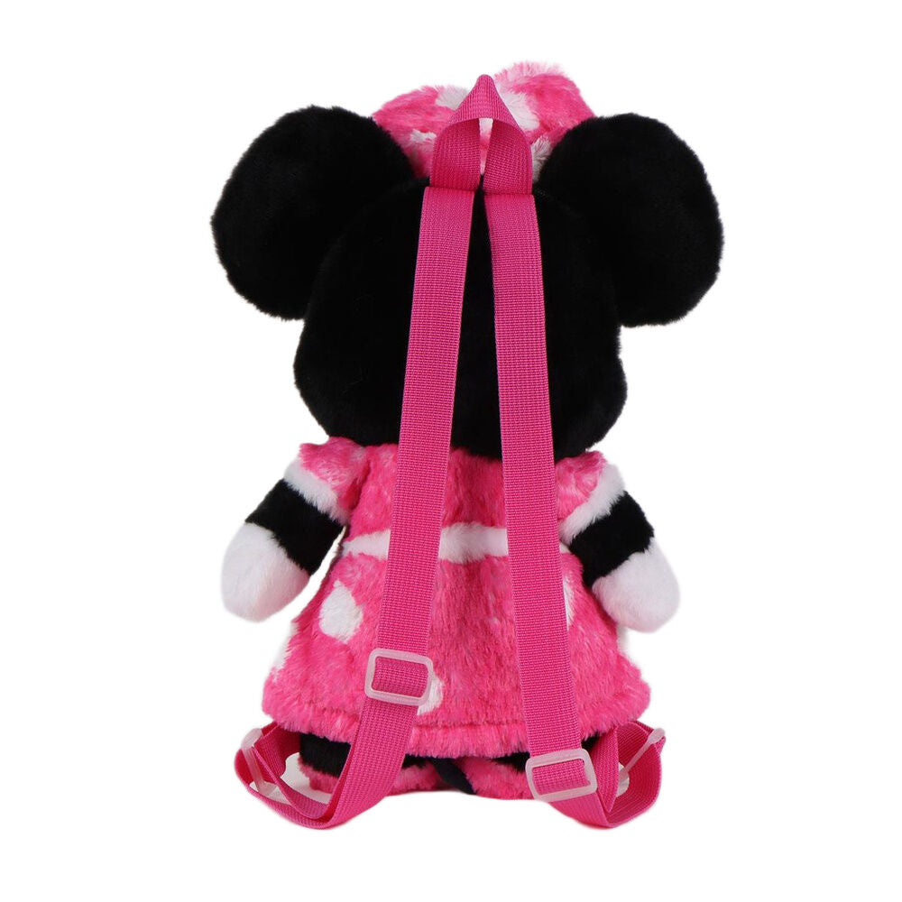 Mochila de peluche de Minnie Disney rosa con lazo y vestido de lunares - 2