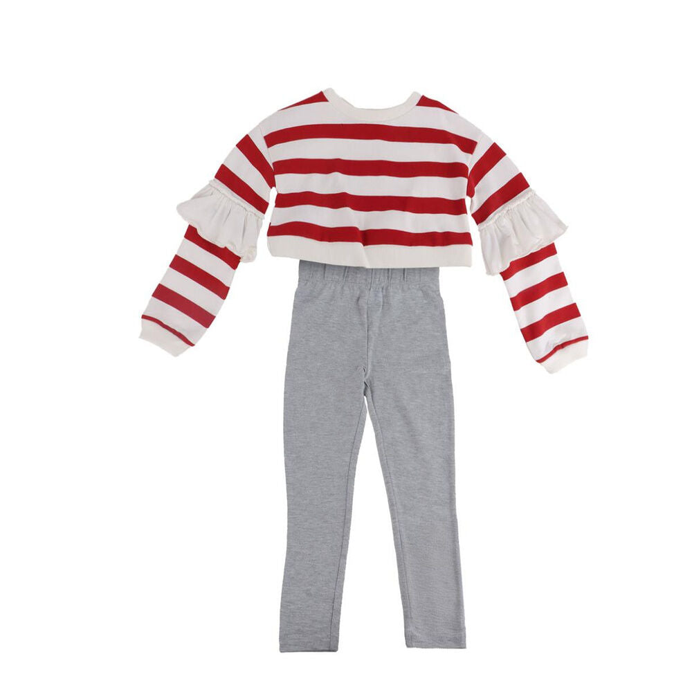 Conjunto infantil de Minnie Disney con camiseta de rayas y pantalón gris - 2