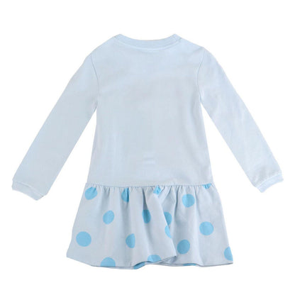 Vestido infantil azul claro de manga larga con Bluey, Bingo y falda de lunares - 2