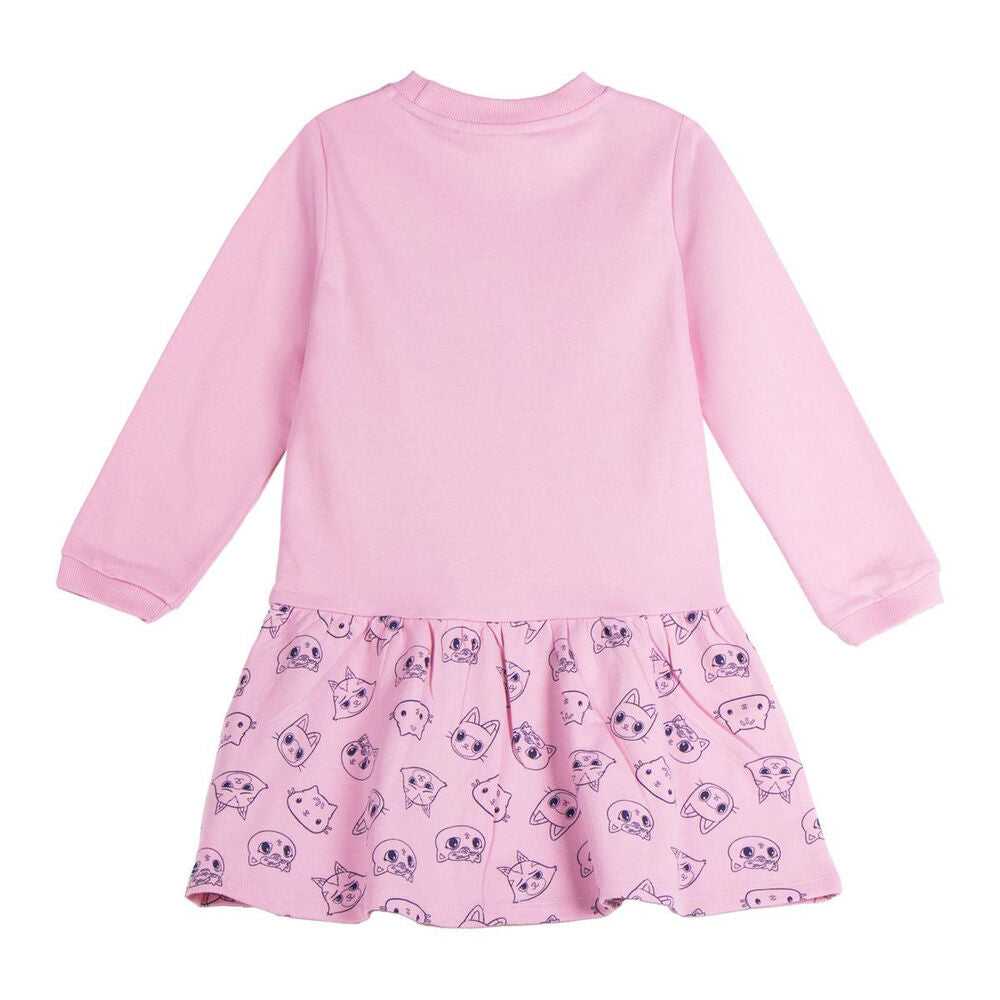 Vestido rosa de manga larga de La Casa de Muñecas de Gabby con estampado de gatos - 2