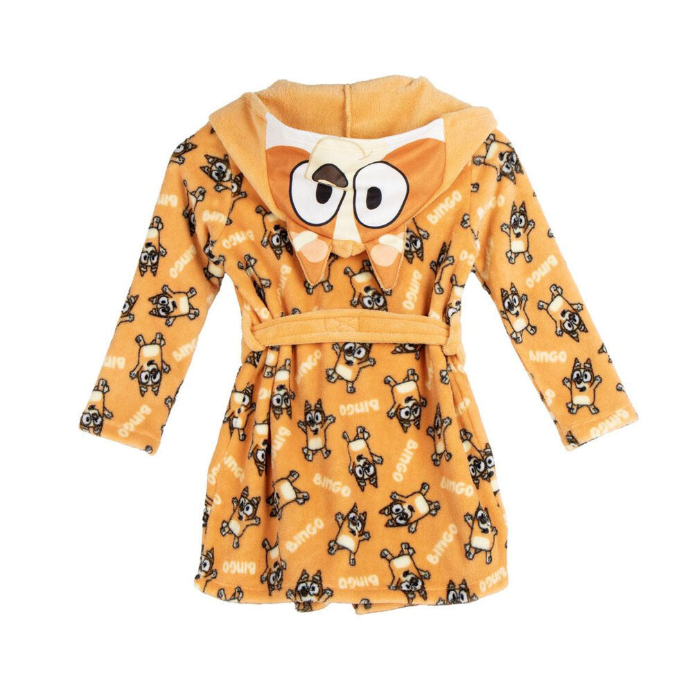 Bata infantil naranja de Bluey con capucha y estampado de Bingo - 2