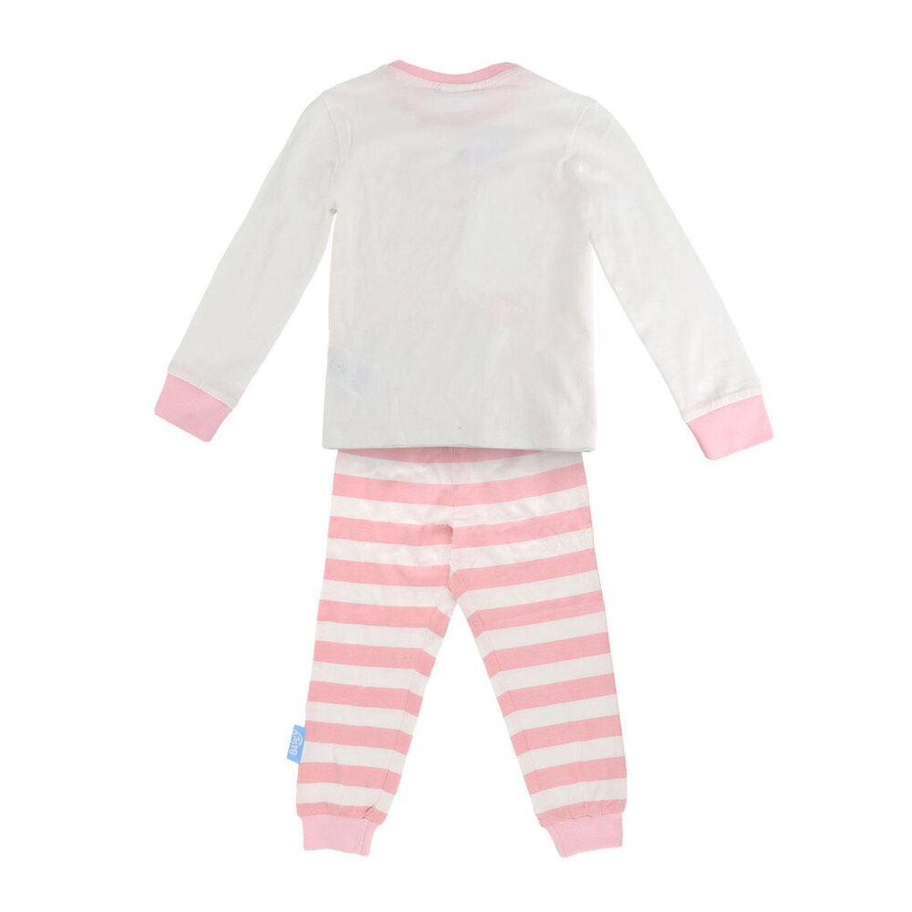 Pijama infantil Bluey con camiseta blanca y pantalón de rayas rosas - 2