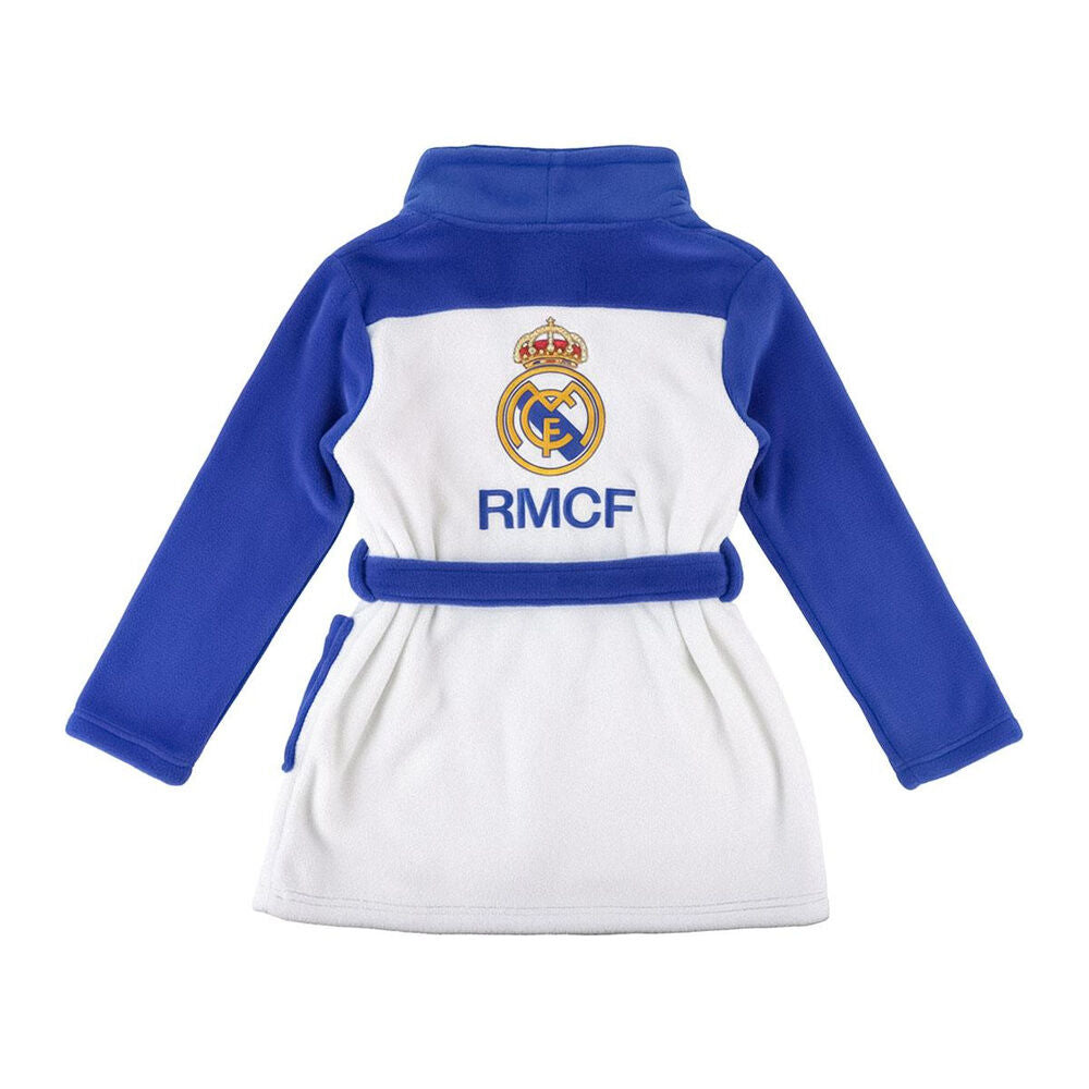 Bata infantil azul y blanca del Real Madrid con cinturón y escudo - 2