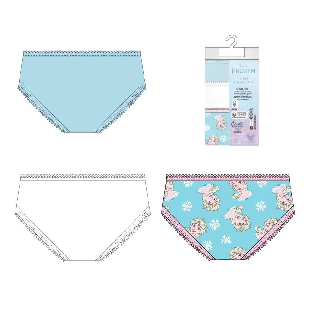 Set de tres braguitas Frozen Disney con diseños de Elsa - 2