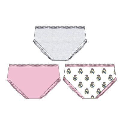 Set de tres braguitas Real Madrid en gris, rosa y blanco estampado - 2