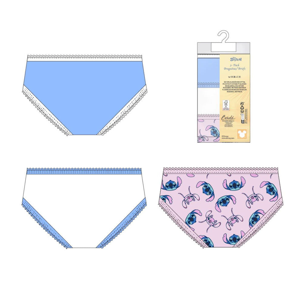 Set de tres braguitas Disney Stitch de algodón - 2