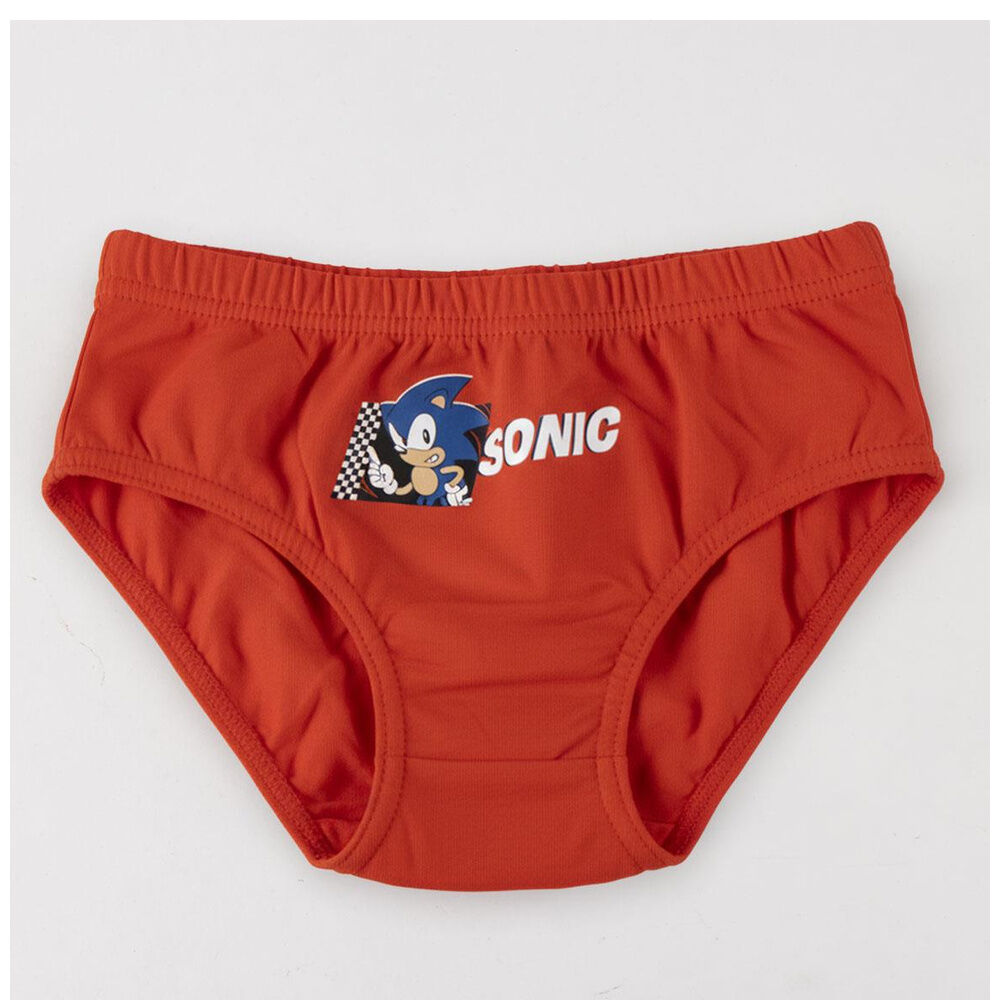 Set de tres calzoncillos infantiles Sonic The Hedgehog en rojo, azul y blanco - 2