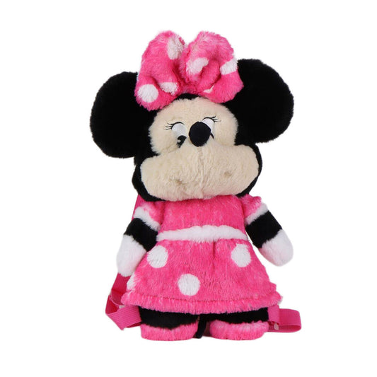 Mochila de peluche de Minnie Disney rosa con lazo y vestido de lunares - 3