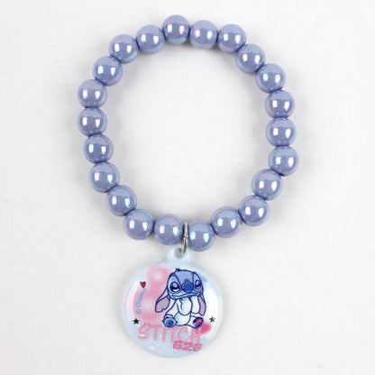 Set de belleza Stitch Disney con estuche transparente y accesorios rosas y azules - 3