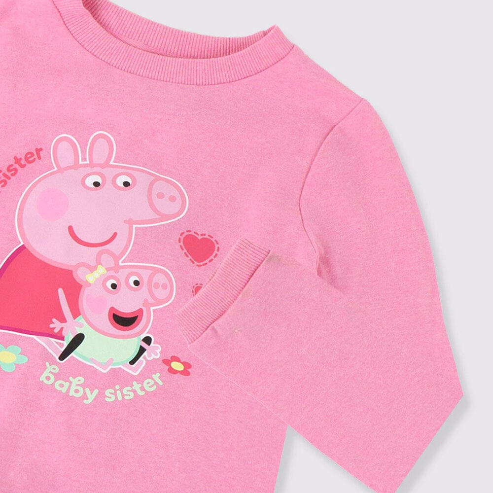 Vestido rosa de manga larga Peppa Pig con falda fruncida - 3