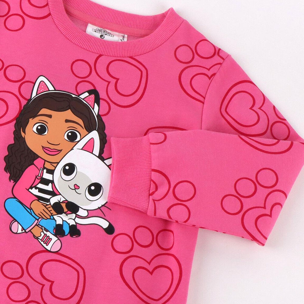 Sudadera rosa infantil de La Casa de Muñecas de Gabby con estampado de corazones - 3