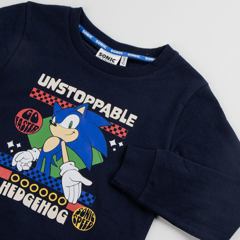 Sudadera azul marino de Sonic The Hedgehog con estampado frontal - 3