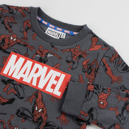 Sudadera gris de Spider-Man Marvel con estampado integral y logotipo frontal - 3