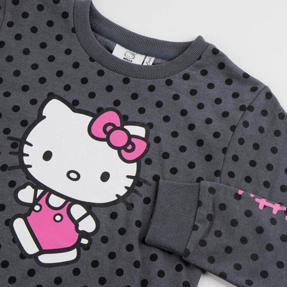 Sudadera gris de lunares con estampado de Hello Kitty - 3