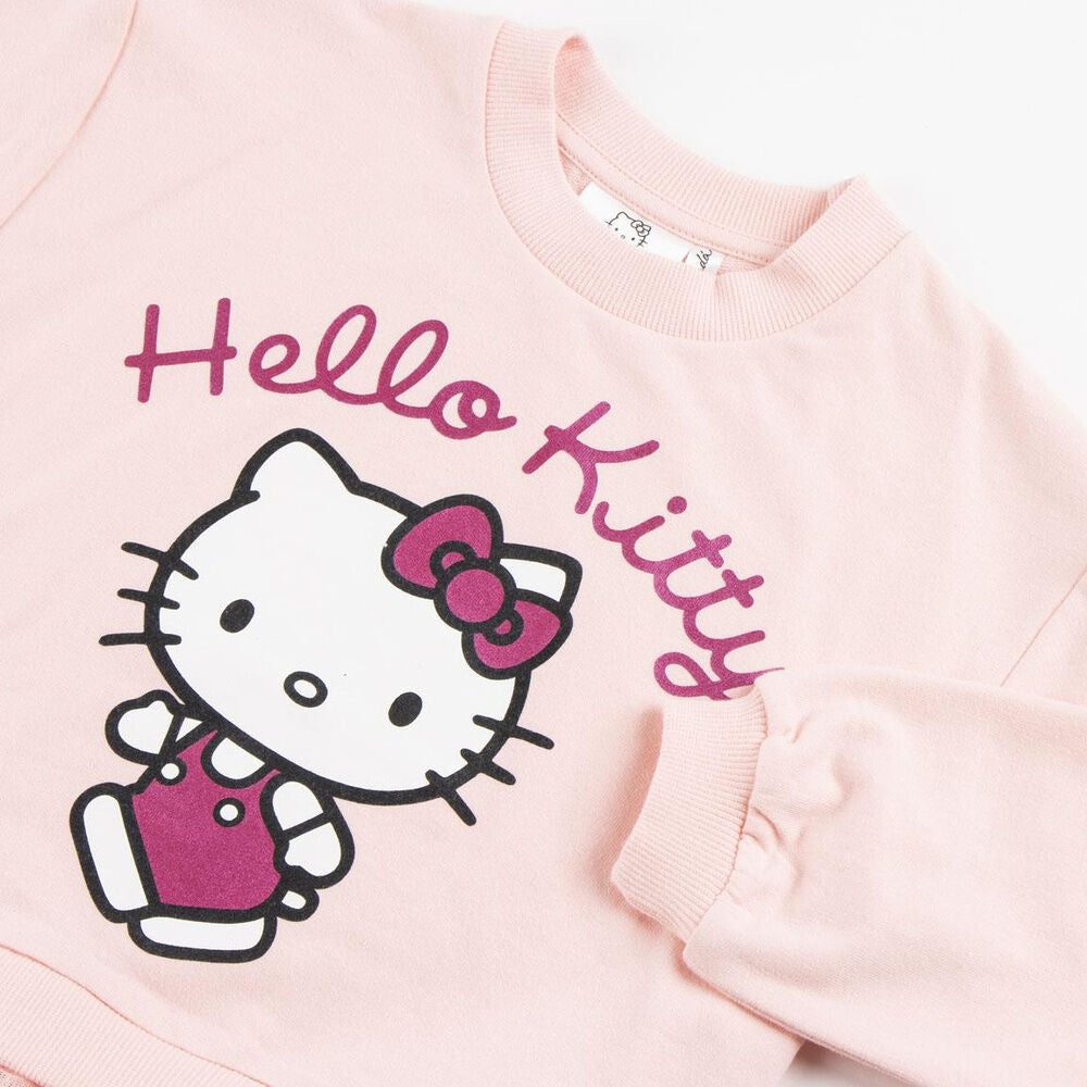 Sudadera vestido rosa de Hello Kitty con manga larga y falda fruncida - 3