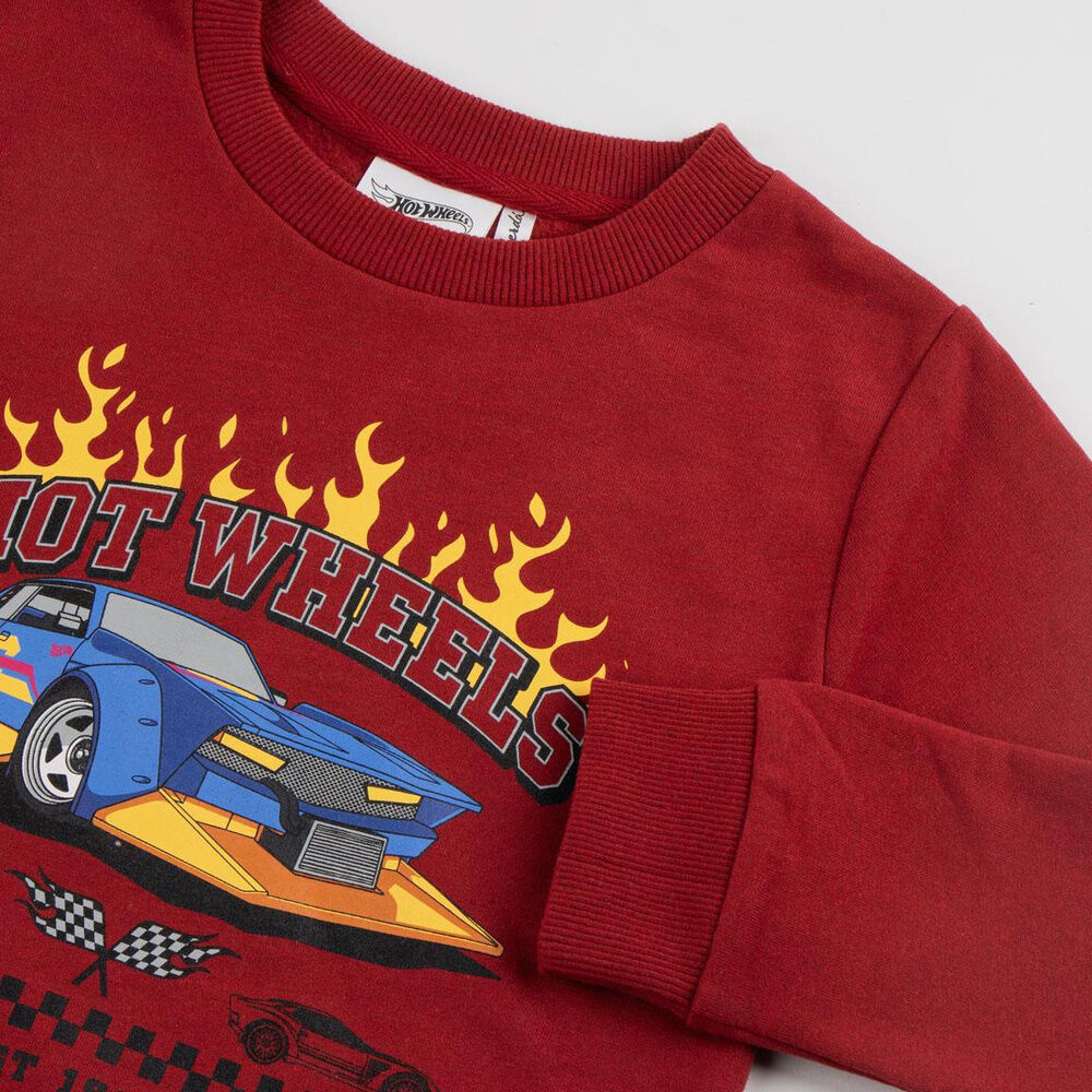 Sudadera infantil roja Hot Wheels con coche de carreras estampado - 3
