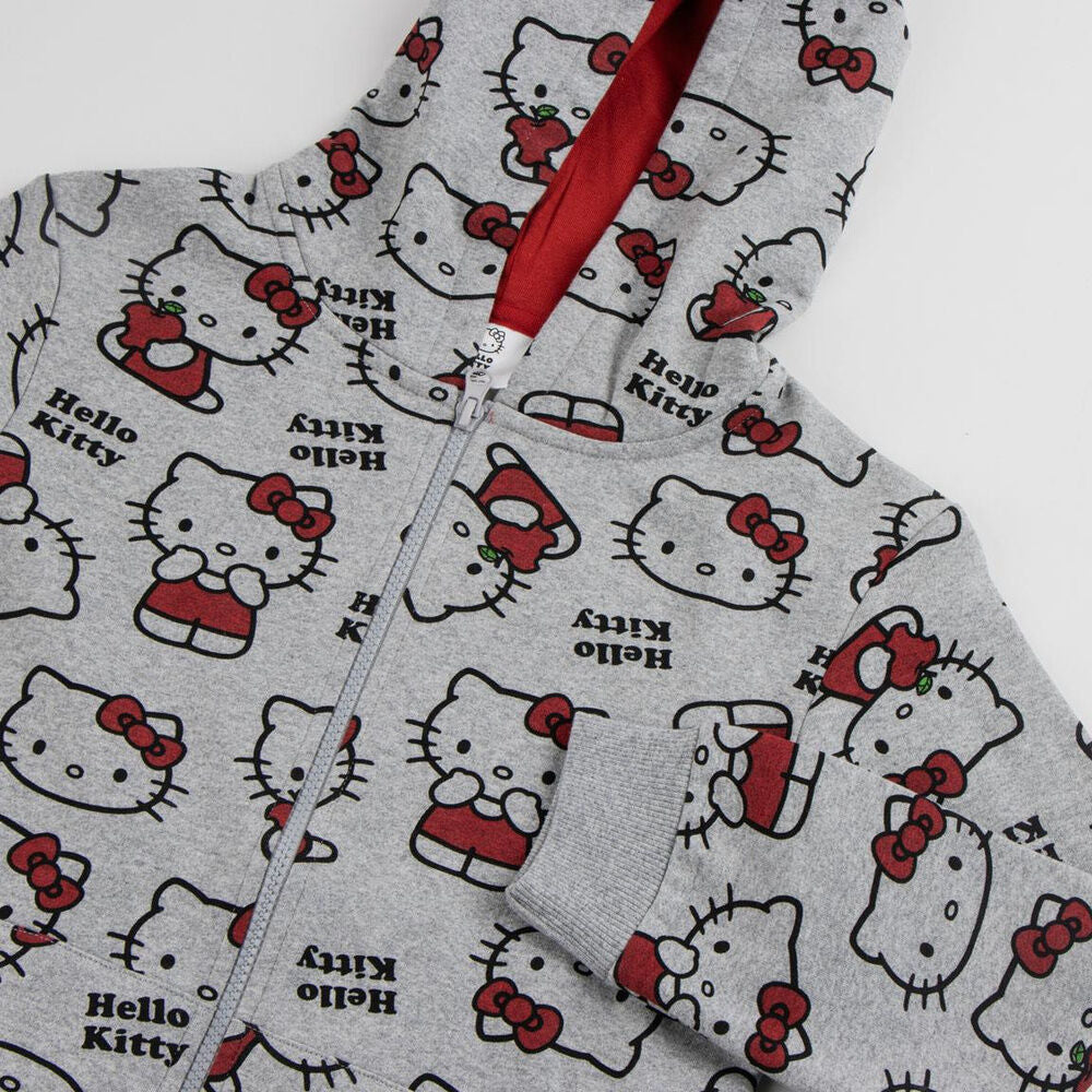 Sudadera gris con capucha y estampado integral de Hello Kitty - 3