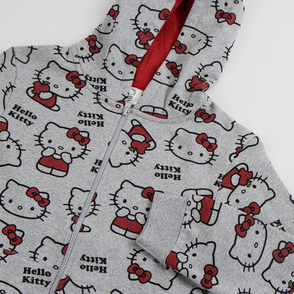 Sudadera gris con capucha y estampado integral de Hello Kitty - 3