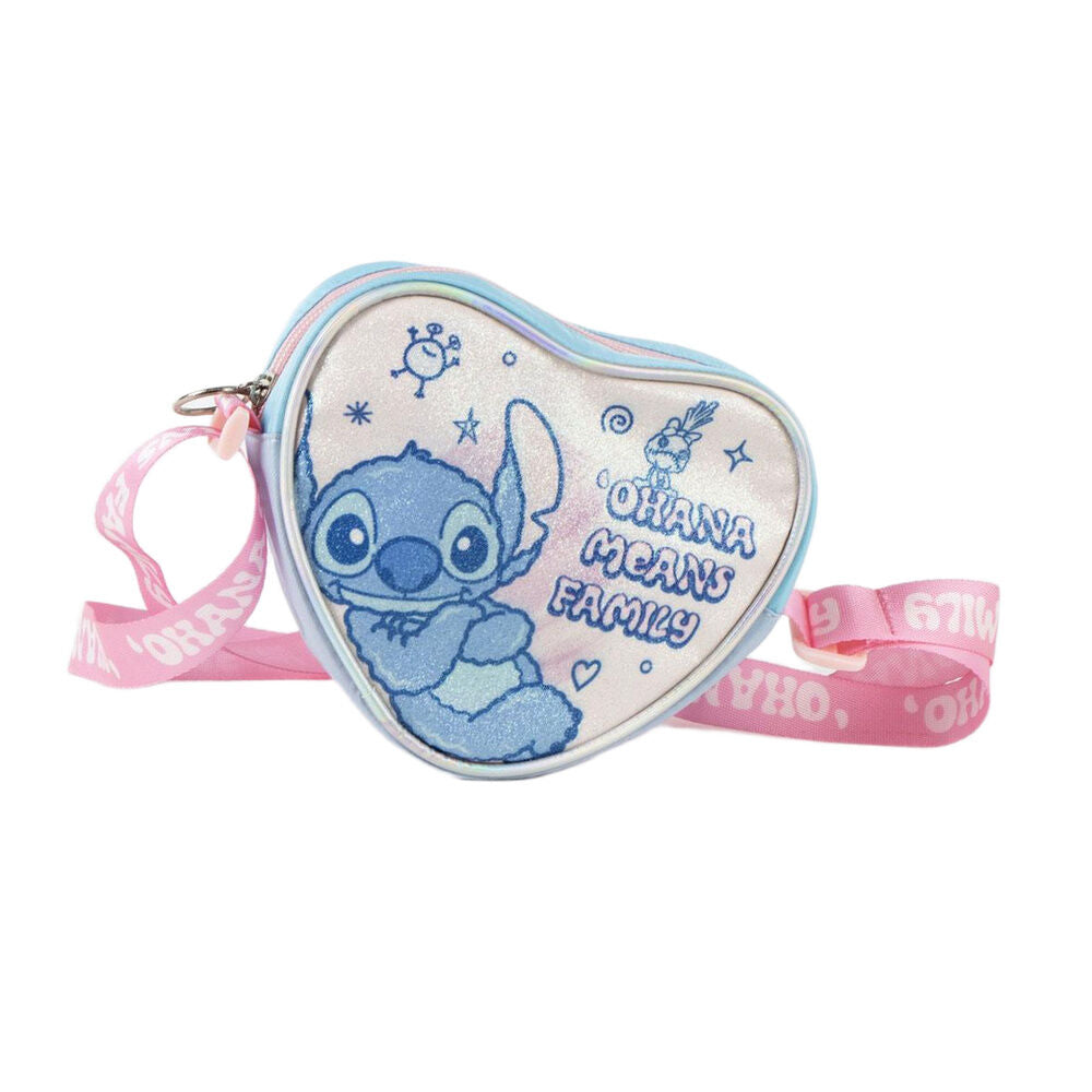 Bolso corazón de Stitch Disney en tonos azul y rosa con correa - 4