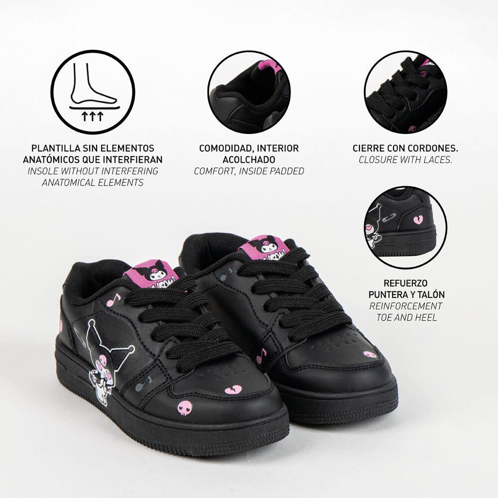 Deportiva negra Kuromi Hello Kitty con cordones y estampado gráfico - 4