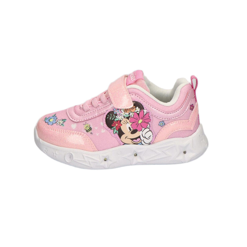 Deportiva rosa de Minnie Disney con luces, cordones y velcro - 4