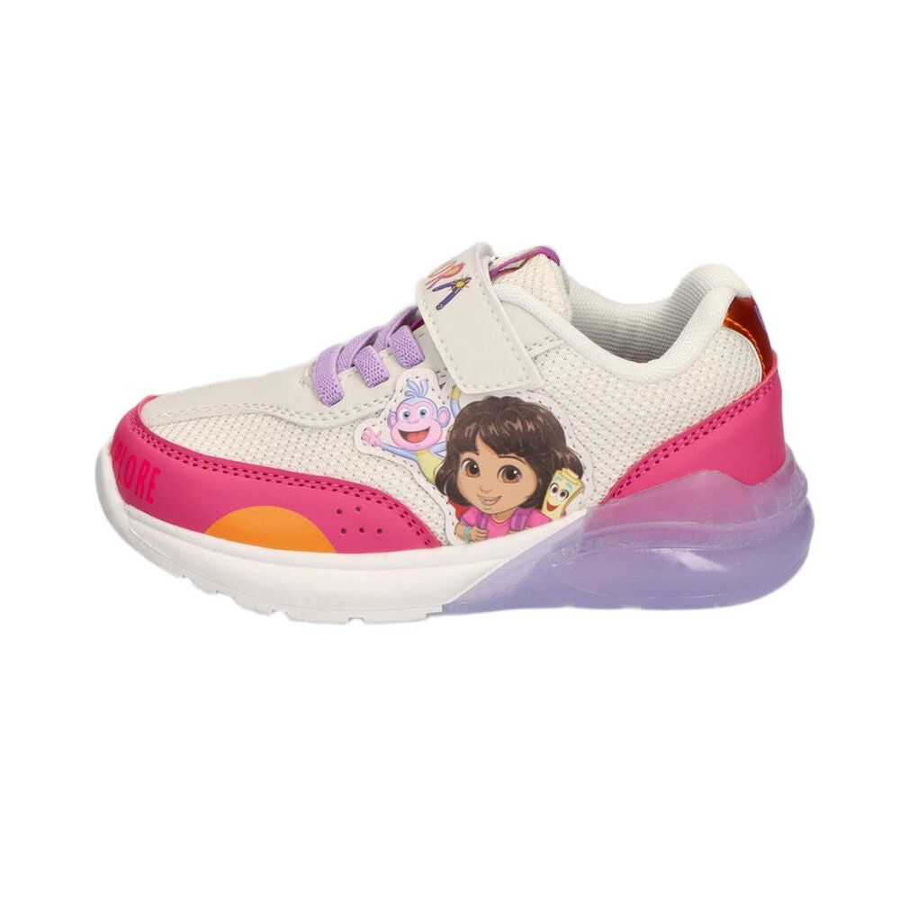 Deportivas infantiles con luces de Dora Exploradora en blanco, fucsia y lila - 4