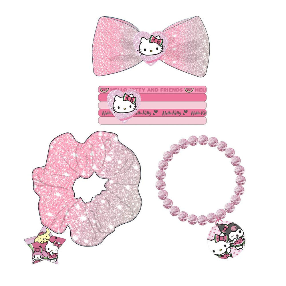 Set de accesorios para el pelo Hello Kitty and Friends en tonos rosas - 4