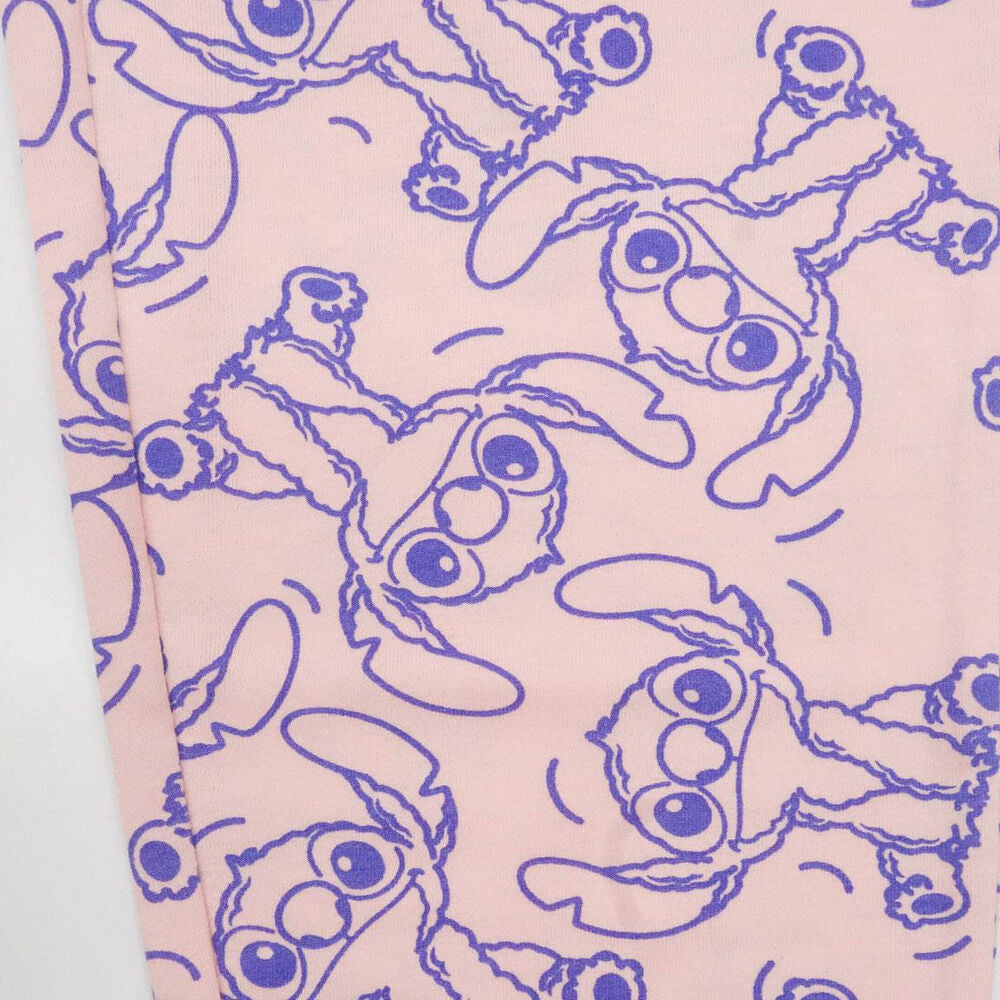 Pijama infantil de dos piezas de Stitch Disney, con camiseta azul y pantalón rosa - 4