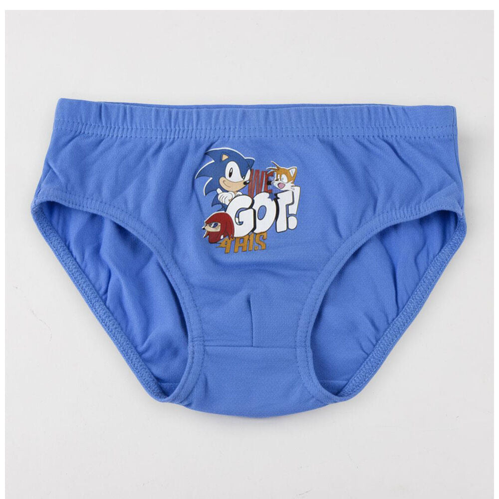 Set de tres calzoncillos infantiles Sonic The Hedgehog en rojo, azul y blanco - 4