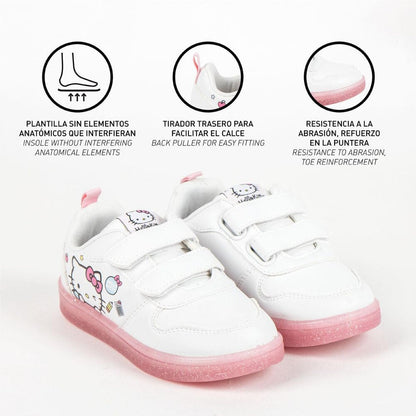 Deportiva blanca Hello Kitty con doble cierre de velcro y suela rosa - 5