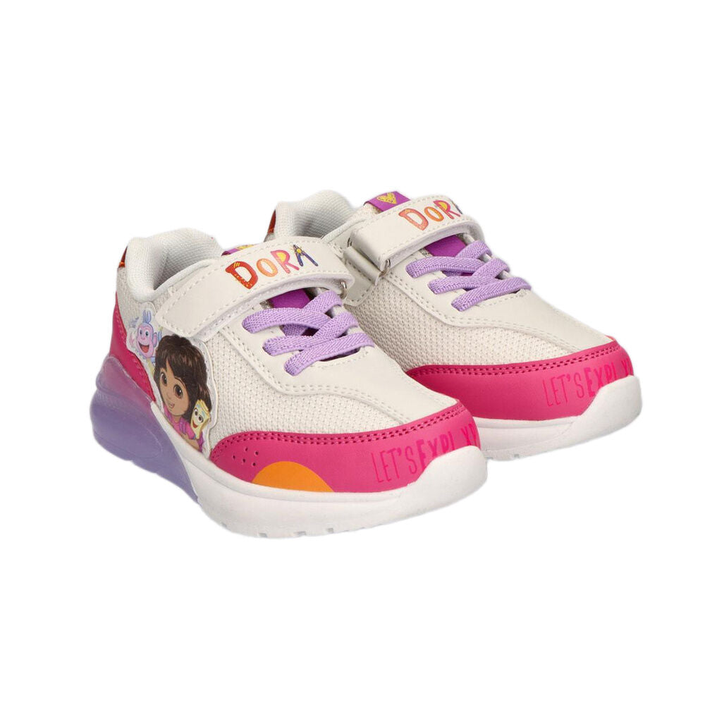Deportivas infantiles con luces de Dora Exploradora en blanco, fucsia y lila - 5