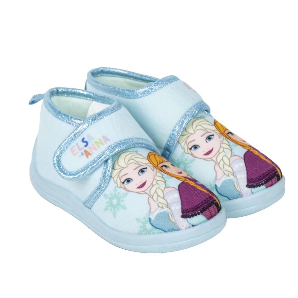 Pantuflas infantiles Frozen Disney azules con Elsa y Anna