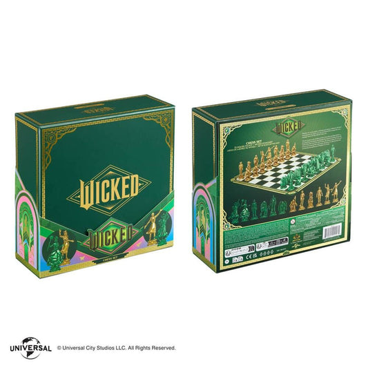 Réplica del juego de ajedrez de Wicked con tablero verde y piezas doradas y verdes - 2
