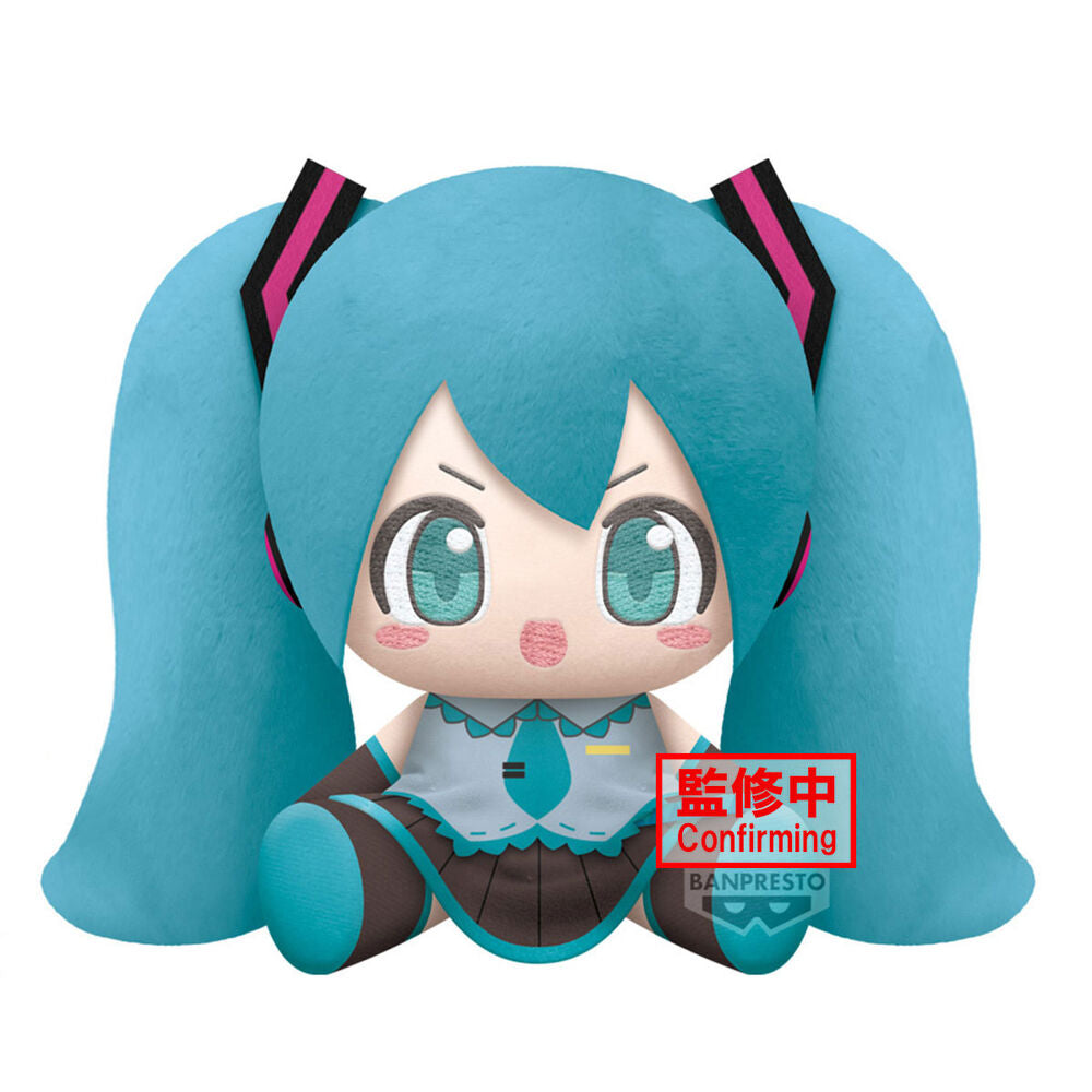 Peluche sentado de Hatsune Miku con cabello turquesa