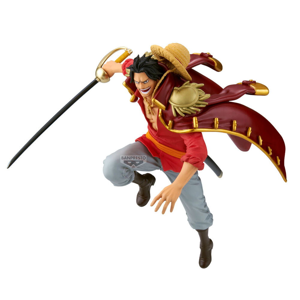 Figura Gol D. Roger Battle Record de One Piece con espada y abrigo rojo