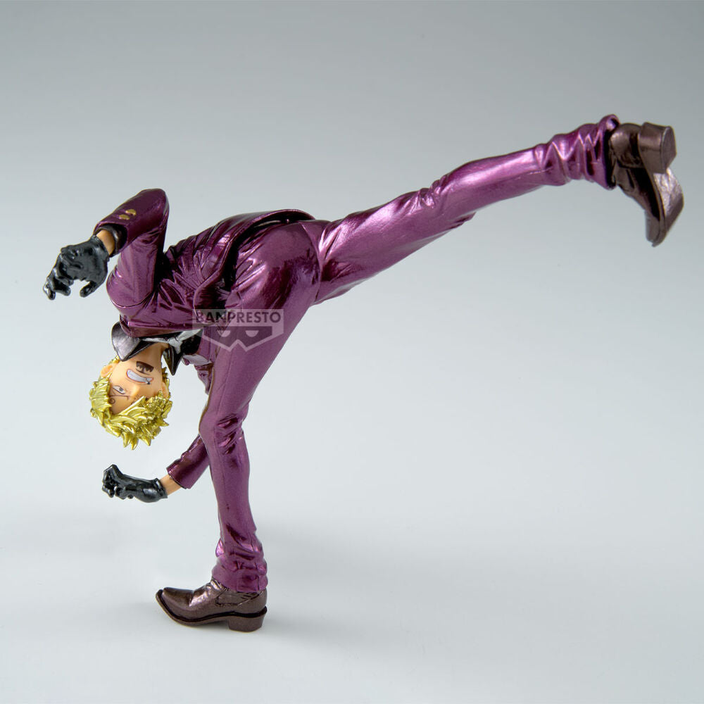 Figura de Sanji de One Piece con traje morado en pose acrobática - 2
