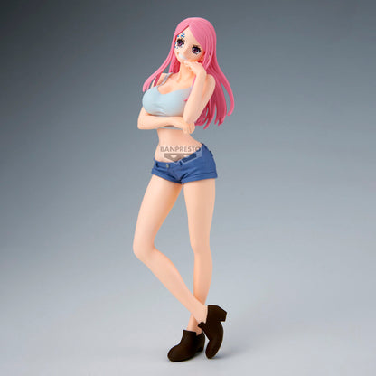 Figura de Jewelry Bonney de One Piece con cabello rosa y ropa azul - 4
