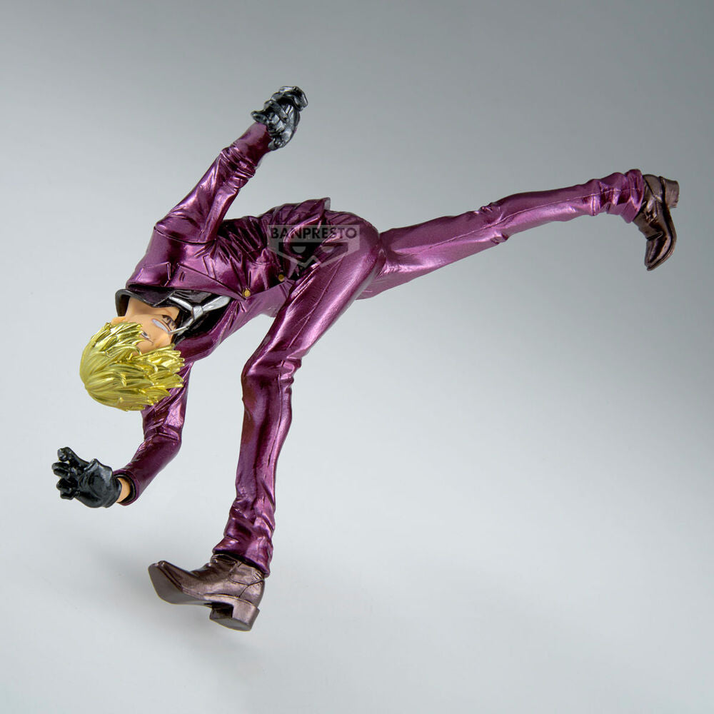 Figura de Sanji de One Piece con traje morado en pose acrobática - 4