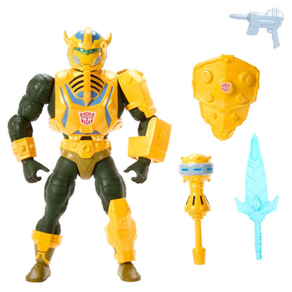 Figura articulada Man-At-Arms Bumblebee amarilla con accesorios