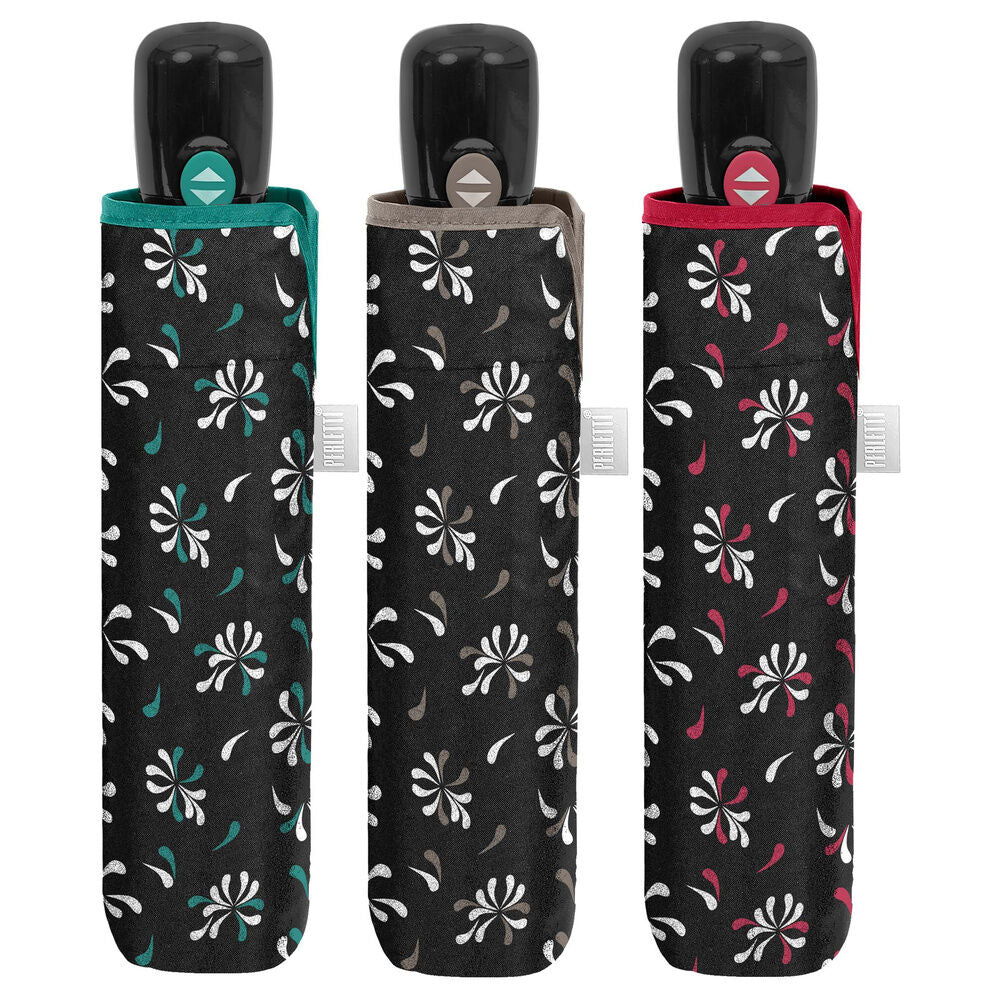 Paraguas plegable automático PERLETTI negro estampado en surtido